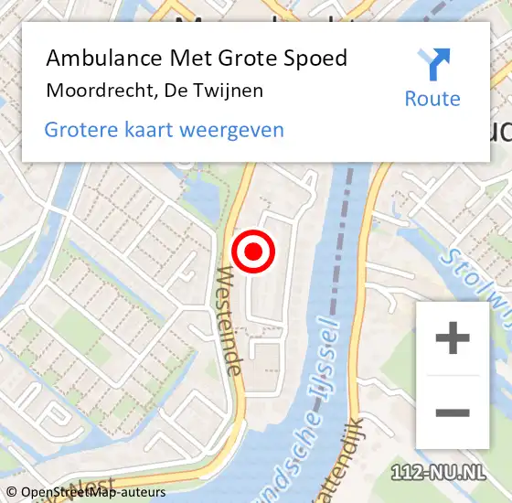 Locatie op kaart van de 112 melding: Ambulance Met Grote Spoed Naar Moordrecht, De Twijnen op 17 januari 2017 21:48