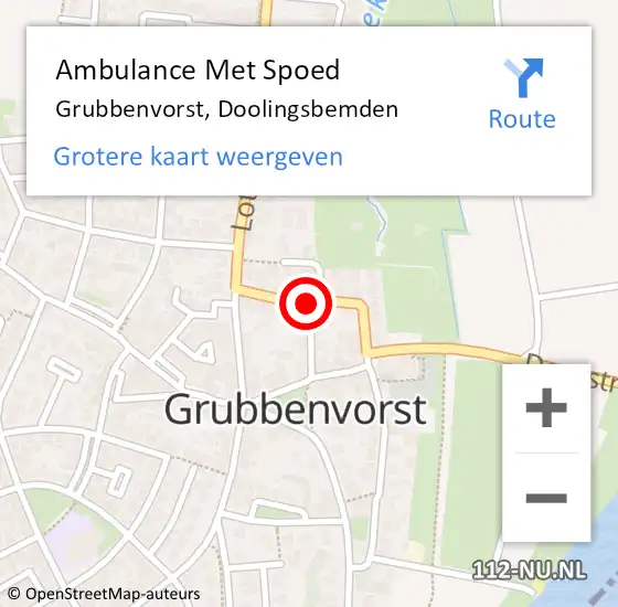 Locatie op kaart van de 112 melding: Ambulance Met Spoed Naar Grubbenvorst, Doolingsbemden op 8 januari 2014 09:53