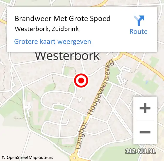 Locatie op kaart van de 112 melding: Brandweer Met Grote Spoed Naar Westerbork, Zuidbrink op 8 januari 2014 09:54