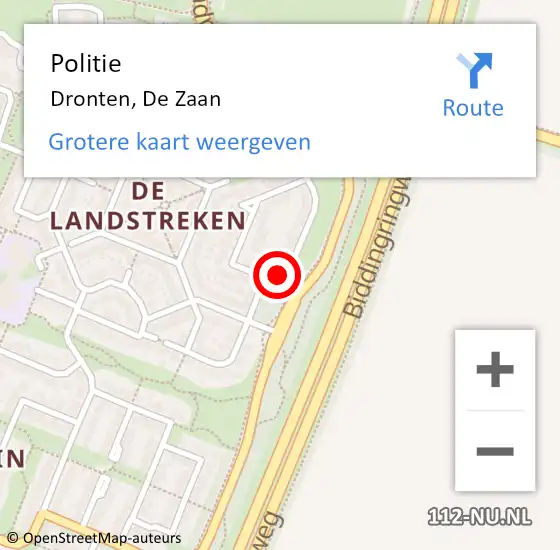 Locatie op kaart van de 112 melding: Politie Dronten, De Zaan op 17 januari 2017 23:36