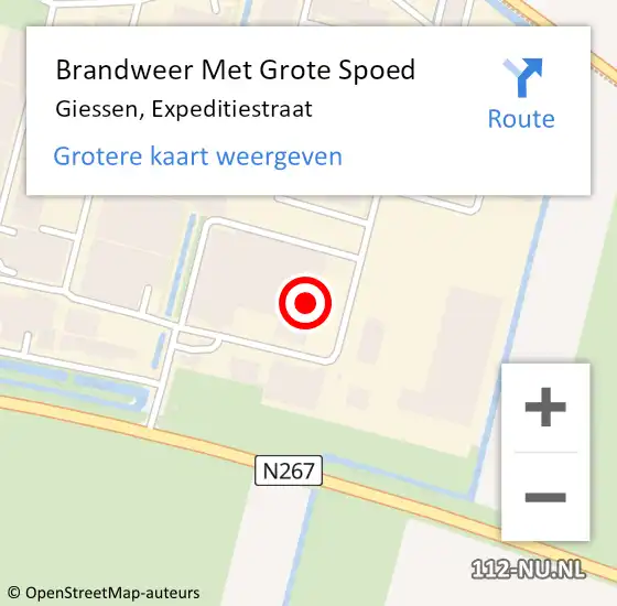 Locatie op kaart van de 112 melding: Brandweer Met Grote Spoed Naar Giessen, Expeditiestraat op 17 januari 2017 23:42