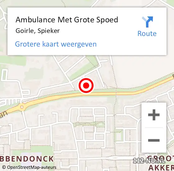 Locatie op kaart van de 112 melding: Ambulance Met Grote Spoed Naar Goirle, Spieker op 18 januari 2017 02:45