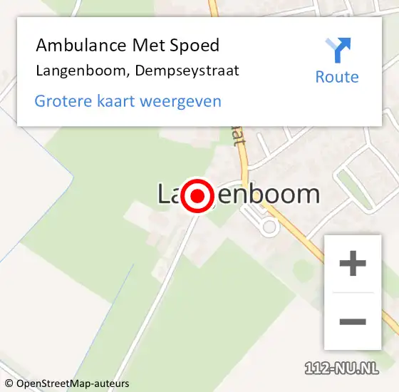 Locatie op kaart van de 112 melding: Ambulance Met Spoed Naar Langenboom, Dempseystraat op 18 januari 2017 03:35