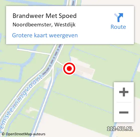 Locatie op kaart van de 112 melding: Brandweer Met Spoed Naar Noordbeemster, Westdijk op 18 januari 2017 07:01