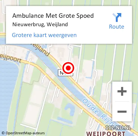 Locatie op kaart van de 112 melding: Ambulance Met Grote Spoed Naar Nieuwerbrug, Weijland op 18 januari 2017 08:18