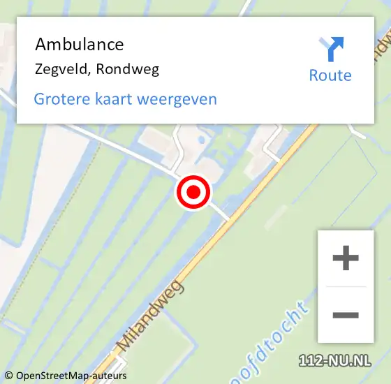 Locatie op kaart van de 112 melding: Ambulance Zegveld, Rondweg op 18 januari 2017 08:36