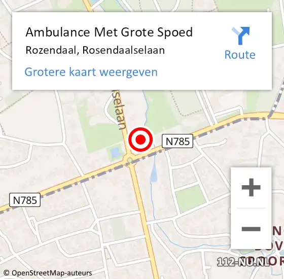 Locatie op kaart van de 112 melding: Ambulance Met Grote Spoed Naar Rozendaal, Rosendaalselaan op 18 januari 2017 08:51