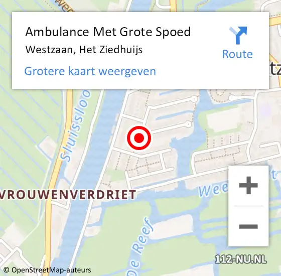 Locatie op kaart van de 112 melding: Ambulance Met Grote Spoed Naar Westzaan, Het Ziedhuijs op 18 januari 2017 09:40