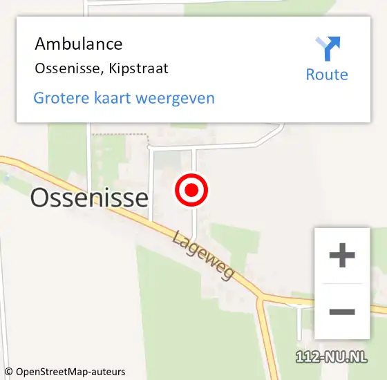 Locatie op kaart van de 112 melding: Ambulance Ossenisse, Kipstraat op 18 januari 2017 10:01