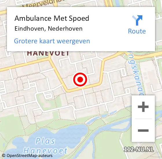 Locatie op kaart van de 112 melding: Ambulance Met Spoed Naar Eindhoven, Nederhoven op 18 januari 2017 10:17