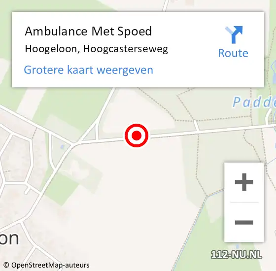 Locatie op kaart van de 112 melding: Ambulance Met Spoed Naar Hoogeloon, Hoogcasterseweg op 18 januari 2017 10:36
