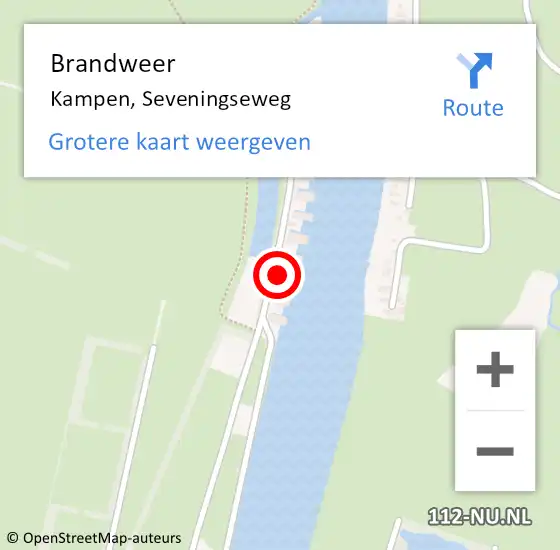 Locatie op kaart van de 112 melding: Brandweer Kampen, Seveningseweg op 18 januari 2017 10:37