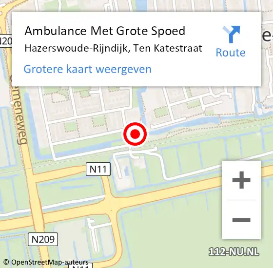 Locatie op kaart van de 112 melding: Ambulance Met Grote Spoed Naar Hazerswoude-Rijndijk, Ten Katestraat op 18 januari 2017 10:42