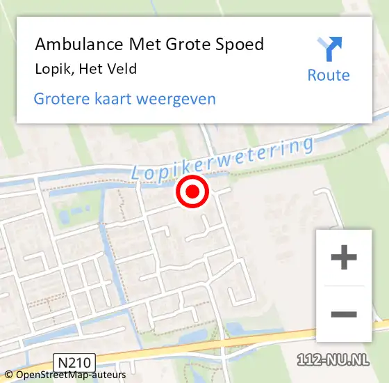 Locatie op kaart van de 112 melding: Ambulance Met Grote Spoed Naar Lopik, Het Veld op 18 januari 2017 11:04