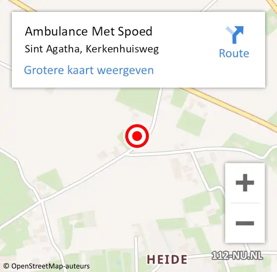 Locatie op kaart van de 112 melding: Ambulance Met Spoed Naar Sint Agatha, Kerkenhuisweg op 18 januari 2017 11:49