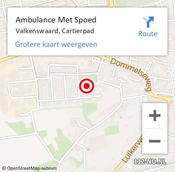 Locatie op kaart van de 112 melding: Ambulance Met Spoed Naar Valkenswaard, Cartierpad op 18 januari 2017 12:20