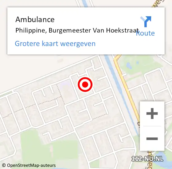 Locatie op kaart van de 112 melding: Ambulance Philippine, Burgemeester Van Hoekstraat op 18 januari 2017 12:45