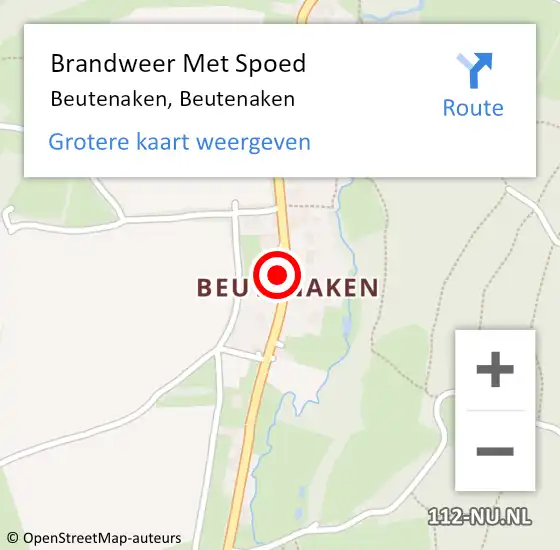 Locatie op kaart van de 112 melding: Brandweer Met Spoed Naar Beutenaken, Beutenaken op 18 januari 2017 13:45