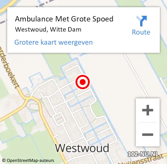 Locatie op kaart van de 112 melding: Ambulance Met Grote Spoed Naar Westwoud, Witte Dam op 18 januari 2017 14:02