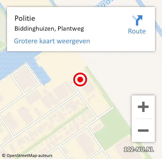 Locatie op kaart van de 112 melding: Politie Biddinghuizen, Plantweg op 18 januari 2017 14:49