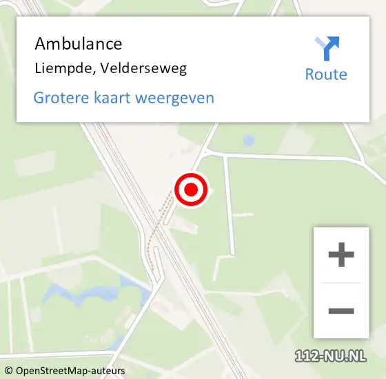 Locatie op kaart van de 112 melding: Ambulance Liempde, Velderseweg op 18 januari 2017 15:16