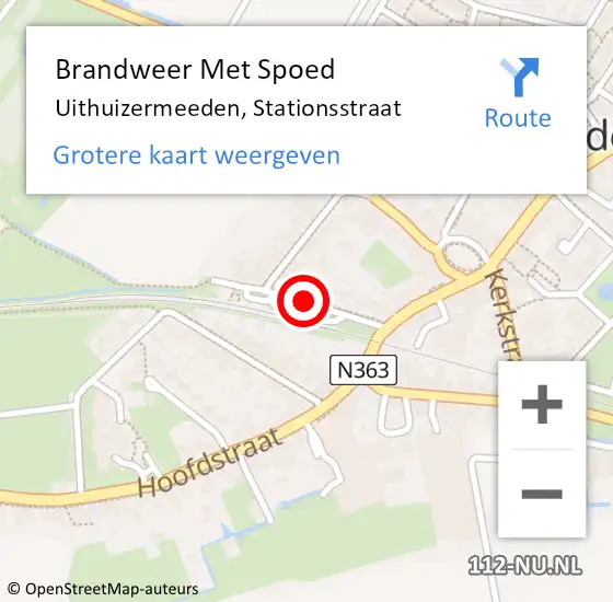 Locatie op kaart van de 112 melding: Brandweer Met Spoed Naar Uithuizermeeden, Stationsstraat op 18 januari 2017 15:59