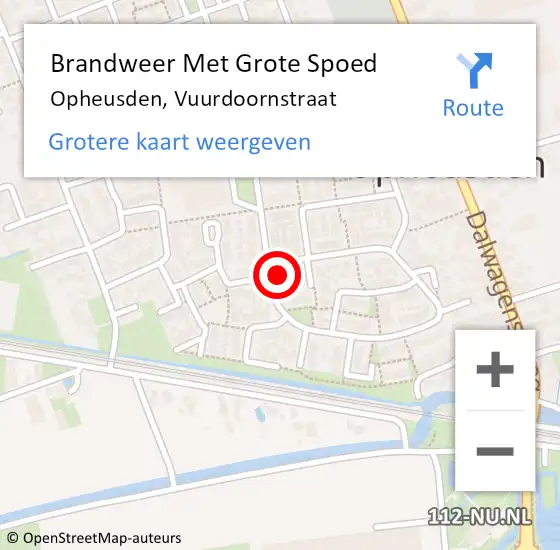 Locatie op kaart van de 112 melding: Brandweer Met Grote Spoed Naar Opheusden, Vuurdoornstraat op 18 januari 2017 16:33