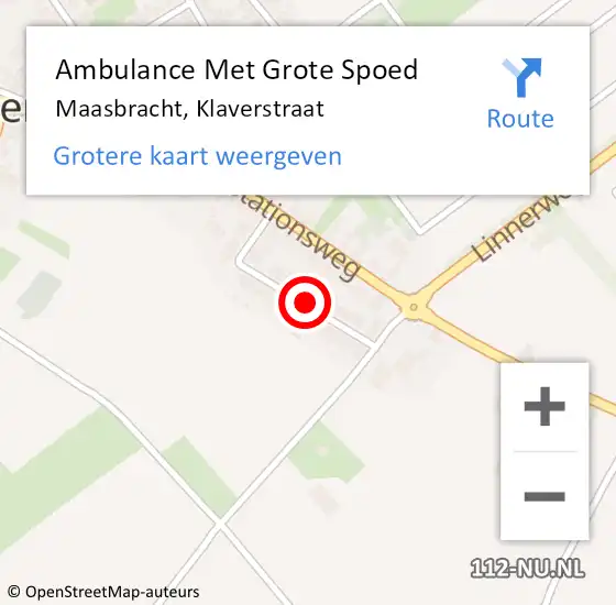 Locatie op kaart van de 112 melding: Ambulance Met Grote Spoed Naar Maasbracht, Klaverstraat op 8 januari 2014 11:06
