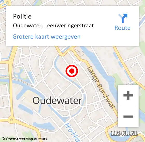 Locatie op kaart van de 112 melding: Politie Oudewater, Leeuweringerstraat op 18 januari 2017 18:19