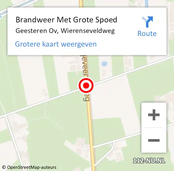 Locatie op kaart van de 112 melding: Brandweer Met Grote Spoed Naar Geesteren Ov, Wierenseveldweg op 18 januari 2017 18:21