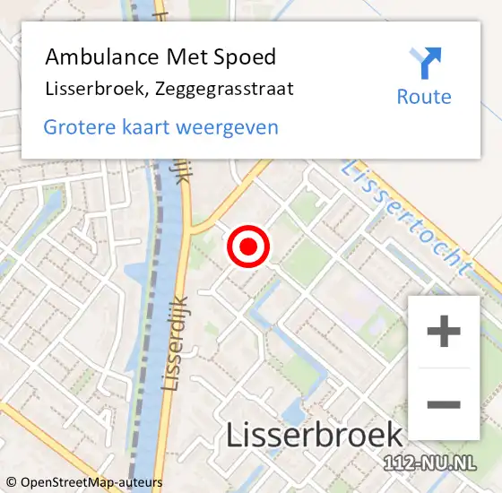 Locatie op kaart van de 112 melding: Ambulance Met Spoed Naar Lisserbroek, Zeggegrasstraat op 18 januari 2017 18:41