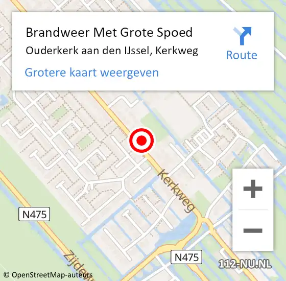 Locatie op kaart van de 112 melding: Brandweer Met Grote Spoed Naar Ouderkerk aan den IJssel, Kerkweg op 18 januari 2017 19:58