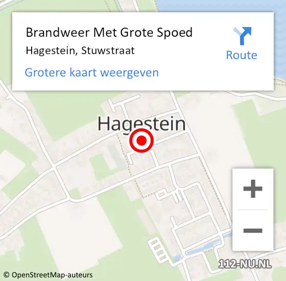 Locatie op kaart van de 112 melding: Brandweer Met Grote Spoed Naar Hagestein, Stuwstraat op 18 januari 2017 20:12