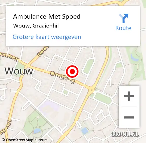 Locatie op kaart van de 112 melding: Ambulance Met Spoed Naar Wouw, Graaienhil op 18 januari 2017 22:53