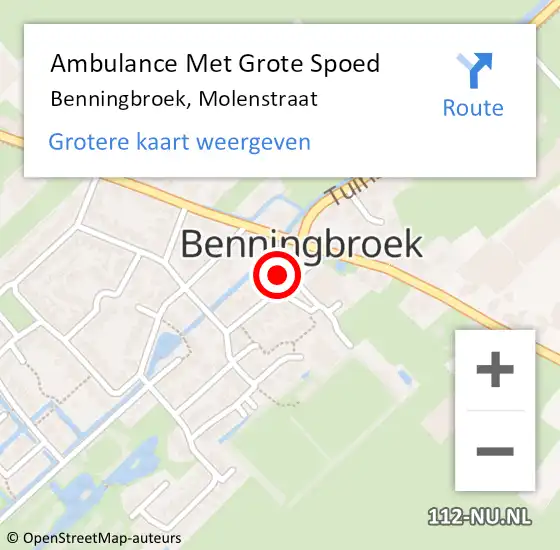 Locatie op kaart van de 112 melding: Ambulance Met Grote Spoed Naar Benningbroek, Molenstraat op 18 januari 2017 23:40