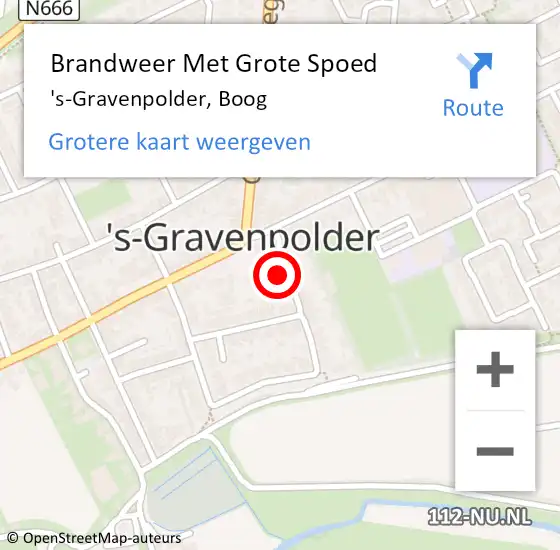 Locatie op kaart van de 112 melding: Brandweer Met Grote Spoed Naar 's-Gravenpolder, Boog op 18 september 2013 17:12