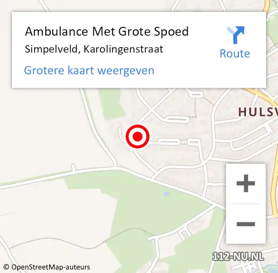 Locatie op kaart van de 112 melding: Ambulance Met Grote Spoed Naar Simpelveld, Karolingenstraat op 8 januari 2014 11:32