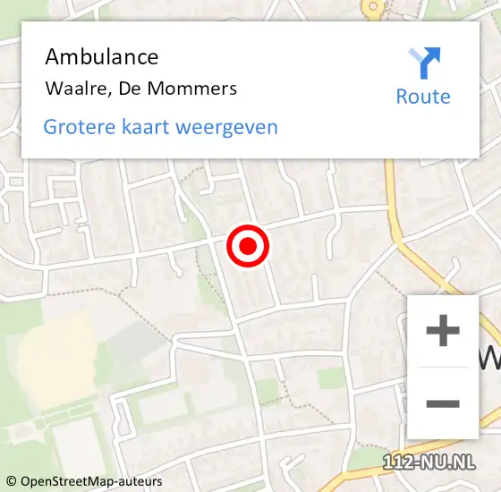 Locatie op kaart van de 112 melding: Ambulance Waalre, De Mommers op 19 januari 2017 01:15