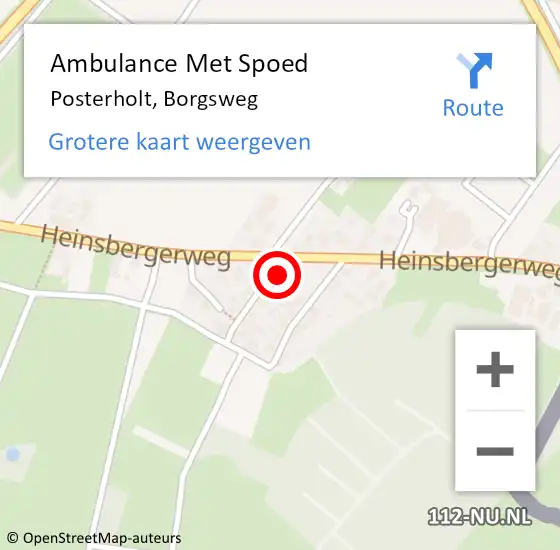 Locatie op kaart van de 112 melding: Ambulance Met Spoed Naar Posterholt, Borgsweg op 19 januari 2017 02:10