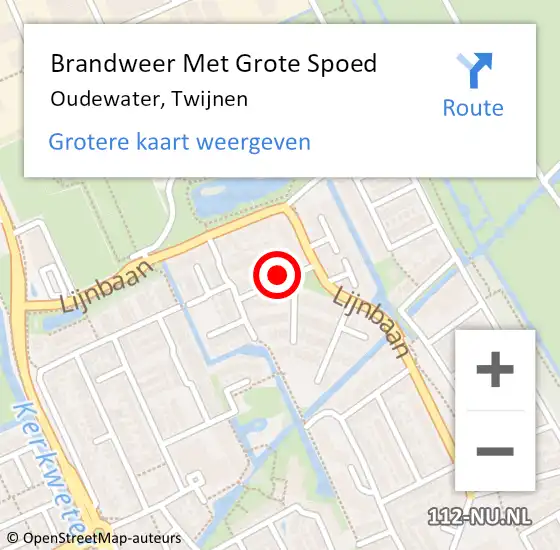 Locatie op kaart van de 112 melding: Brandweer Met Grote Spoed Naar Oudewater, Twijnen op 19 januari 2017 02:57