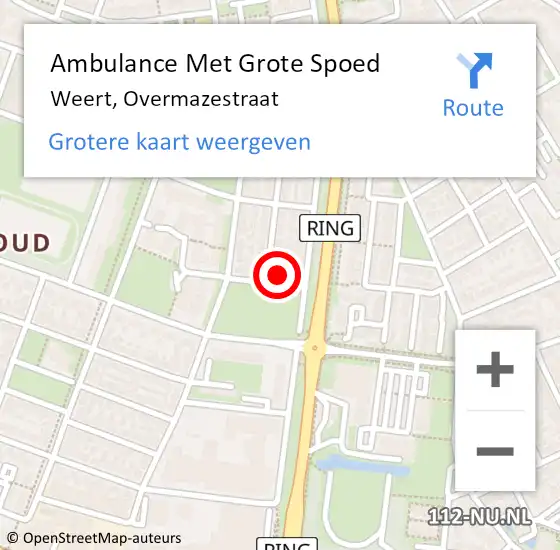 Locatie op kaart van de 112 melding: Ambulance Met Grote Spoed Naar Weert, Overmazestraat op 19 januari 2017 05:18