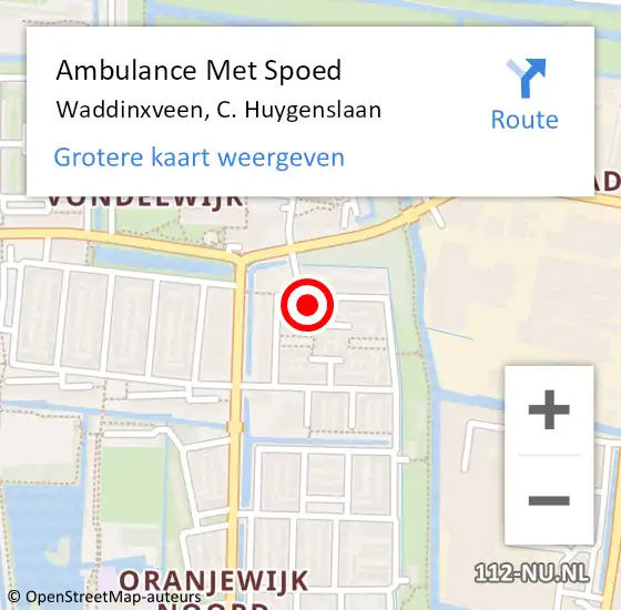 Locatie op kaart van de 112 melding: Ambulance Met Spoed Naar Waddinxveen, C. Huygenslaan op 19 januari 2017 05:53