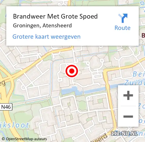 Locatie op kaart van de 112 melding: Brandweer Met Grote Spoed Naar Groningen, Atensheerd op 19 januari 2017 05:58