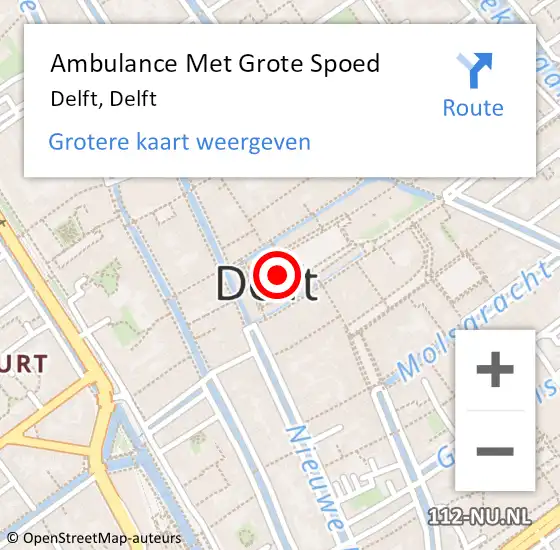 Locatie op kaart van de 112 melding: Ambulance Met Grote Spoed Naar Delft, Delft op 19 januari 2017 06:15