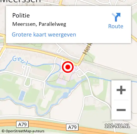 Locatie op kaart van de 112 melding: Politie Meerssen, Parallelweg op 19 januari 2017 08:23