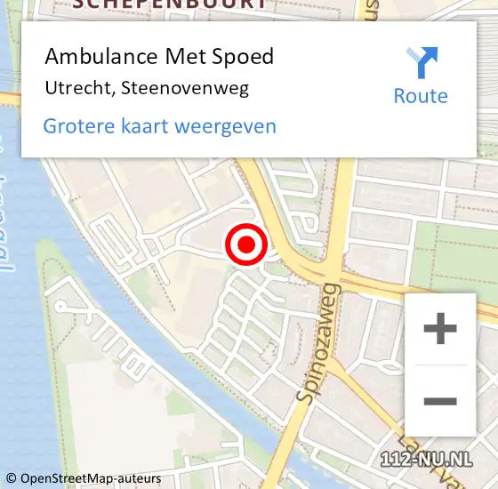 Locatie op kaart van de 112 melding: Ambulance Met Spoed Naar Utrecht, Steenovenweg op 19 januari 2017 08:34