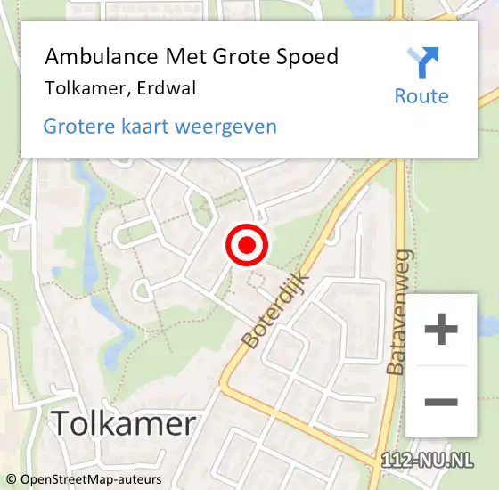 Locatie op kaart van de 112 melding: Ambulance Met Grote Spoed Naar Tolkamer, Erdwal op 19 januari 2017 08:38