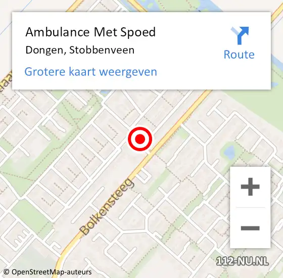 Locatie op kaart van de 112 melding: Ambulance Met Spoed Naar Dongen, Stobbenveen op 19 januari 2017 08:53