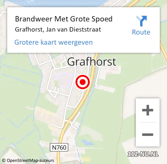 Locatie op kaart van de 112 melding: Brandweer Met Grote Spoed Naar Grafhorst, Jan van Dieststraat op 19 januari 2017 09:11