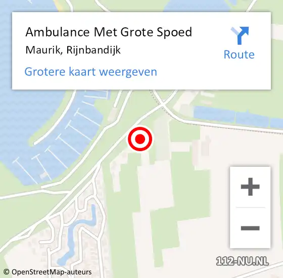 Locatie op kaart van de 112 melding: Ambulance Met Grote Spoed Naar Maurik, Rijnbandijk op 19 januari 2017 09:41